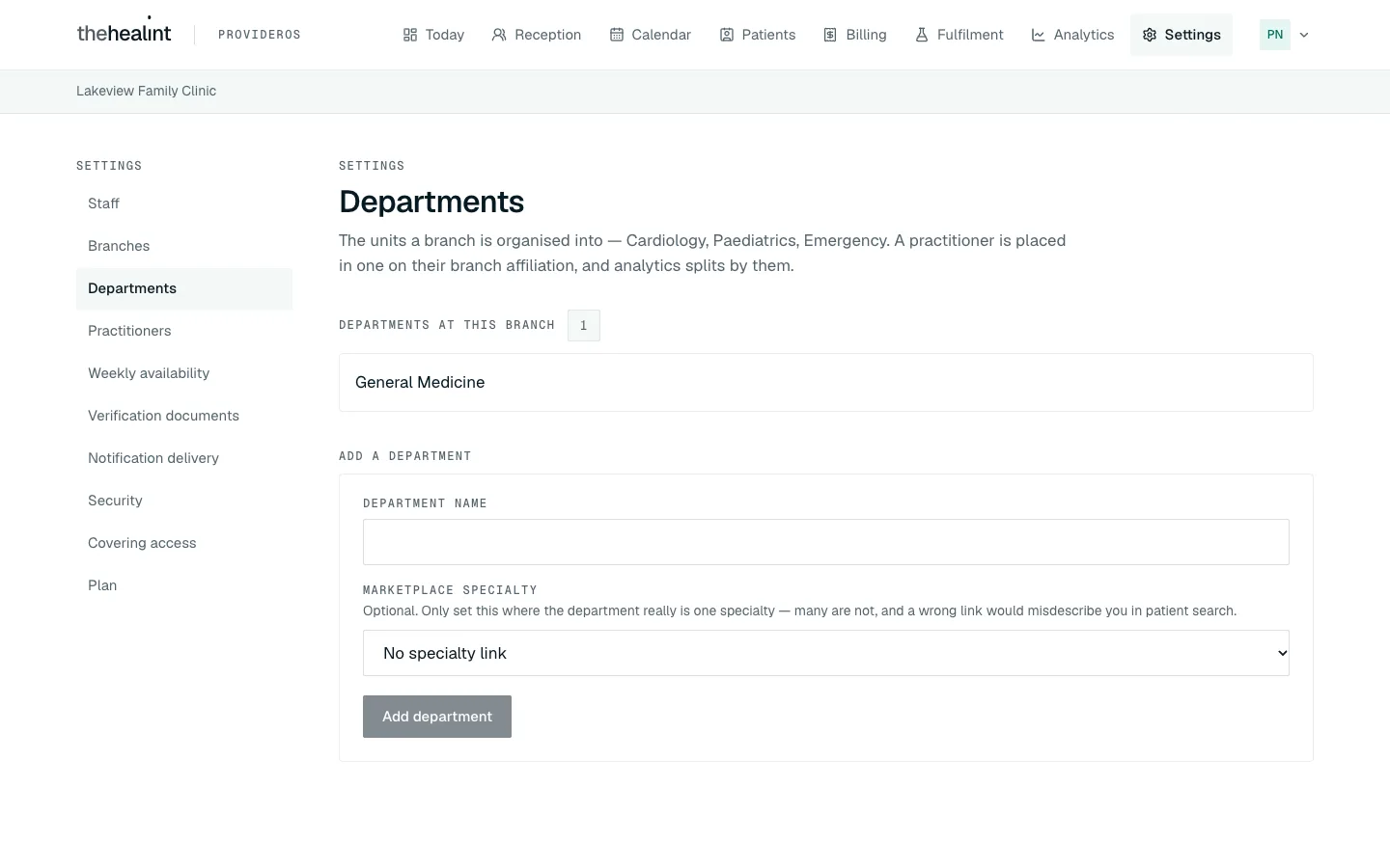 A department added