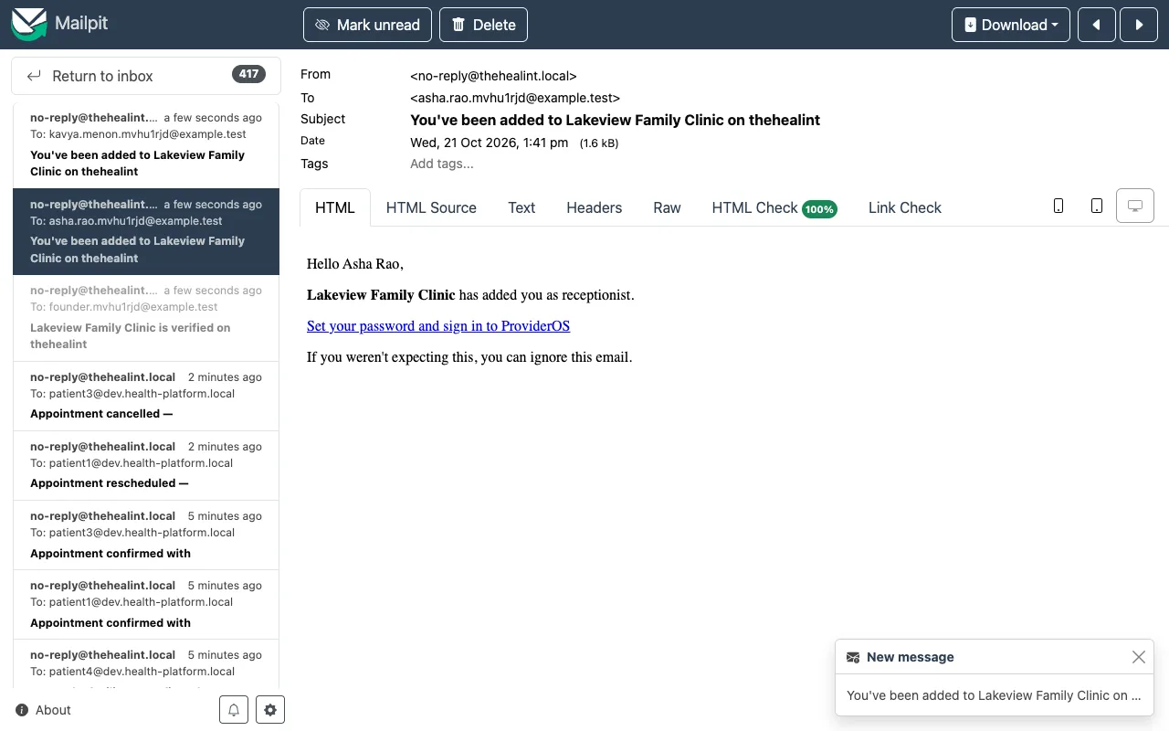 The invitation email