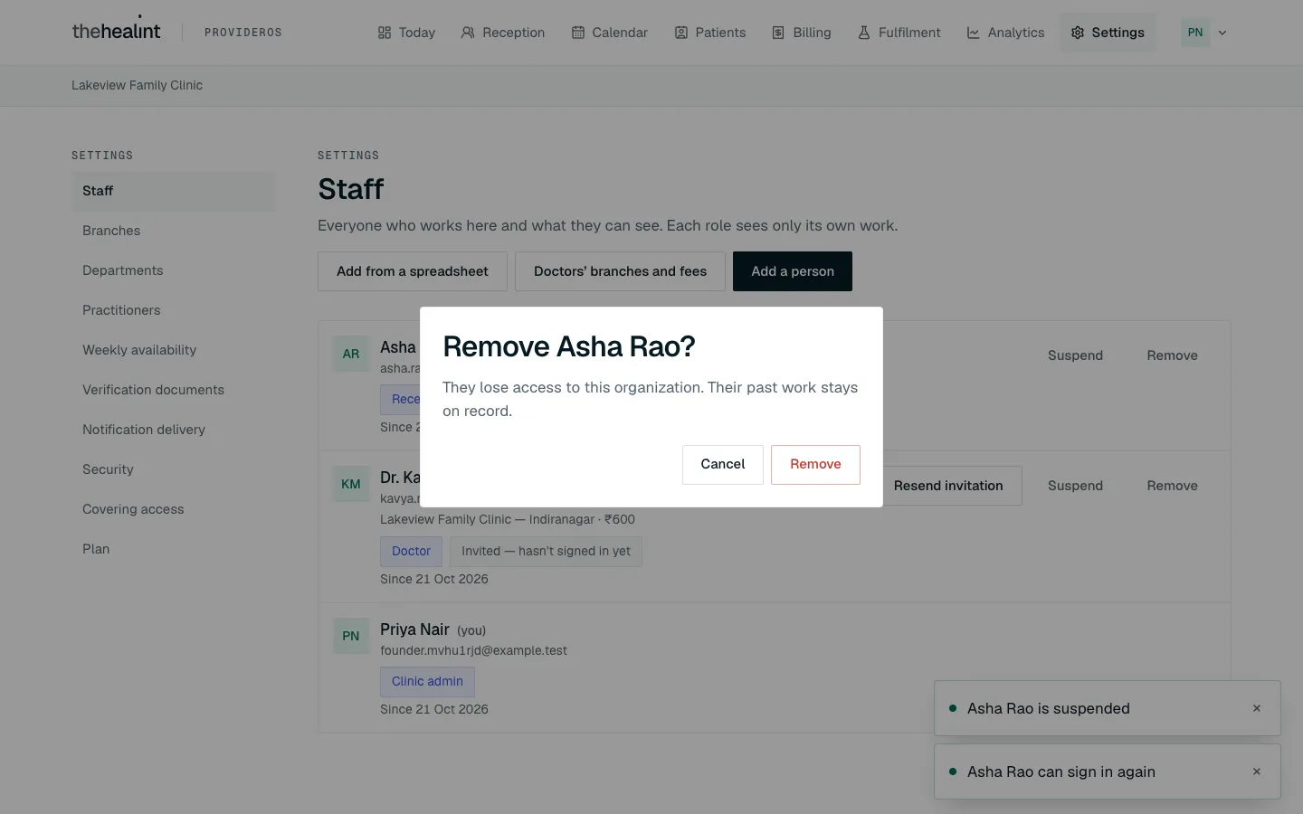 Remove dialog