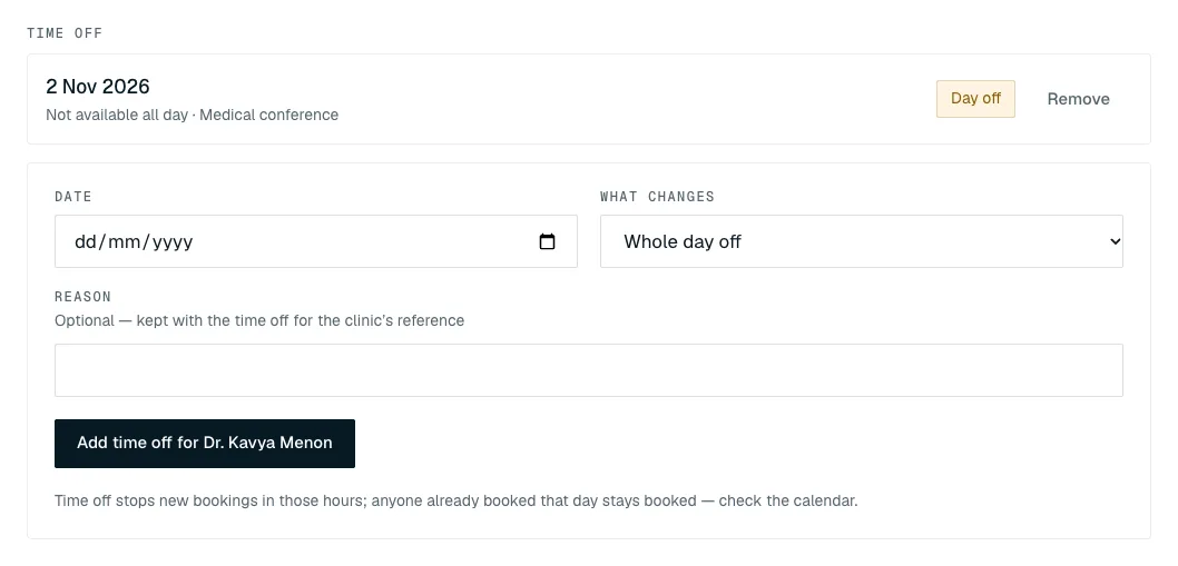 Time off added