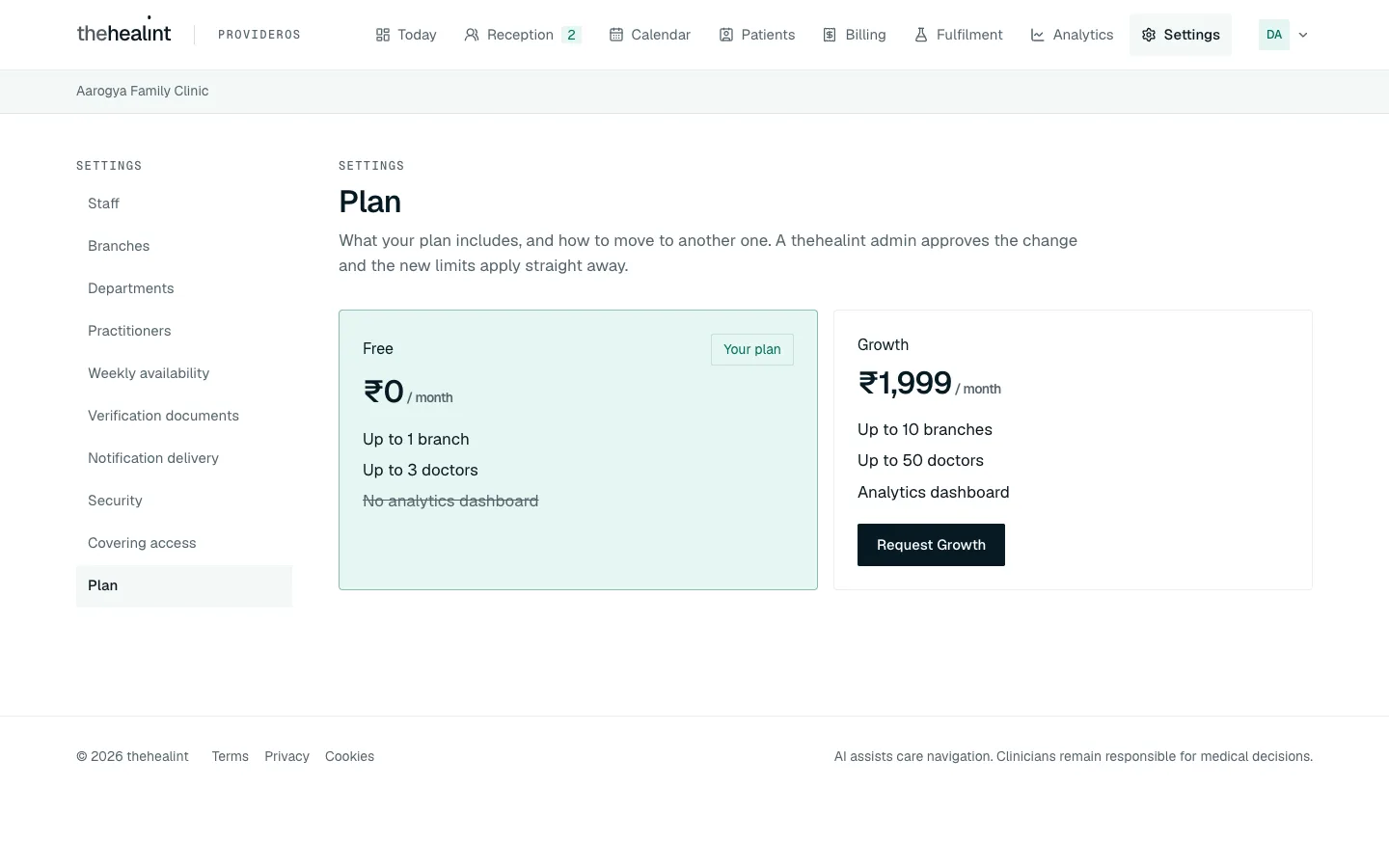 Settings → Plan