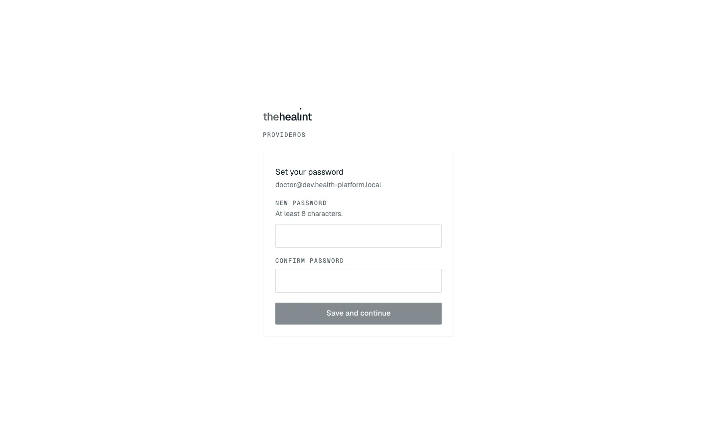 Set your password page