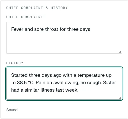 Chief complaint and history
