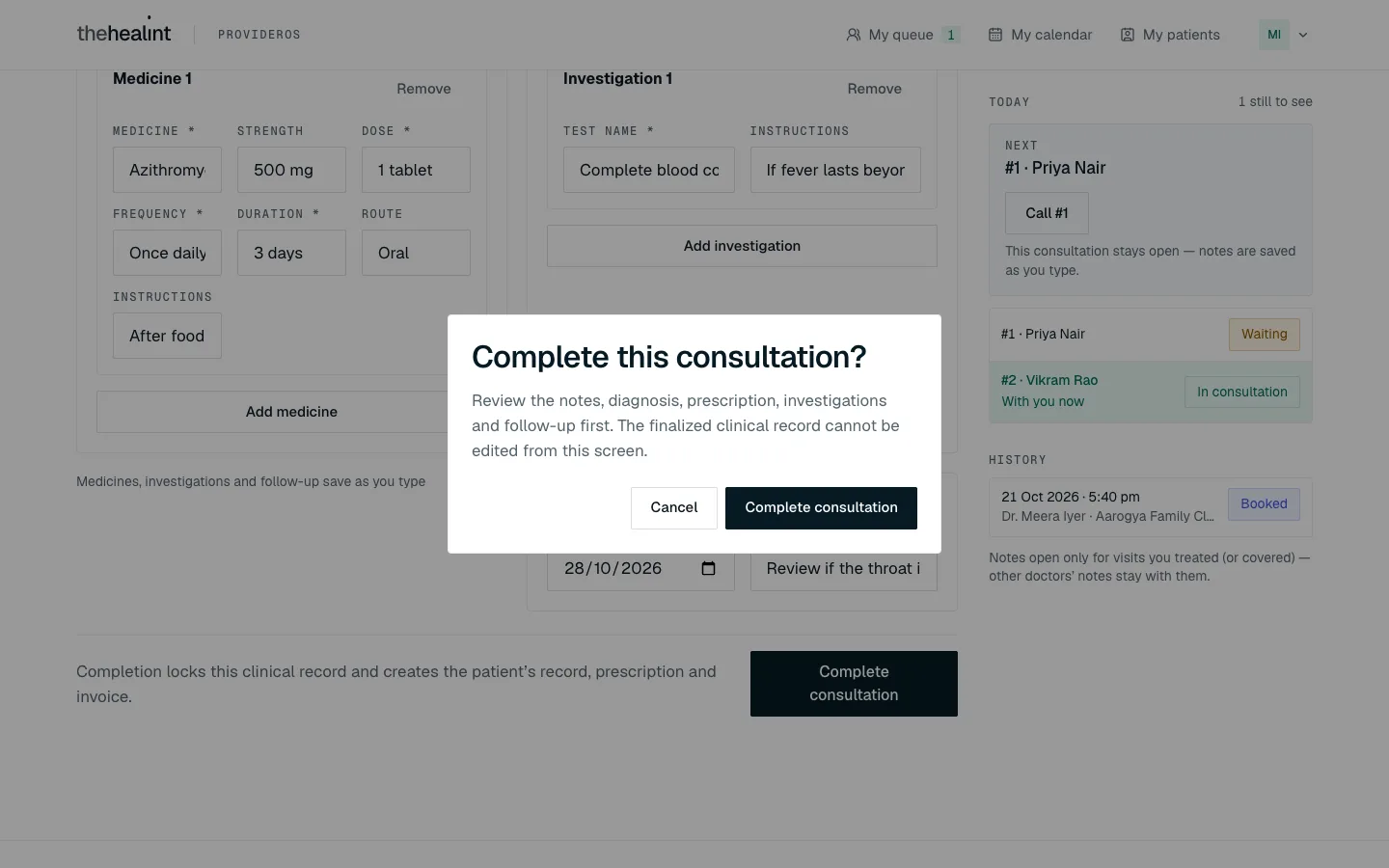 Complete this consultation?