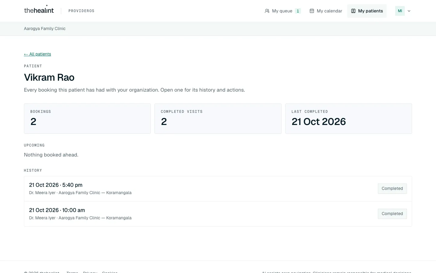 A patient's page