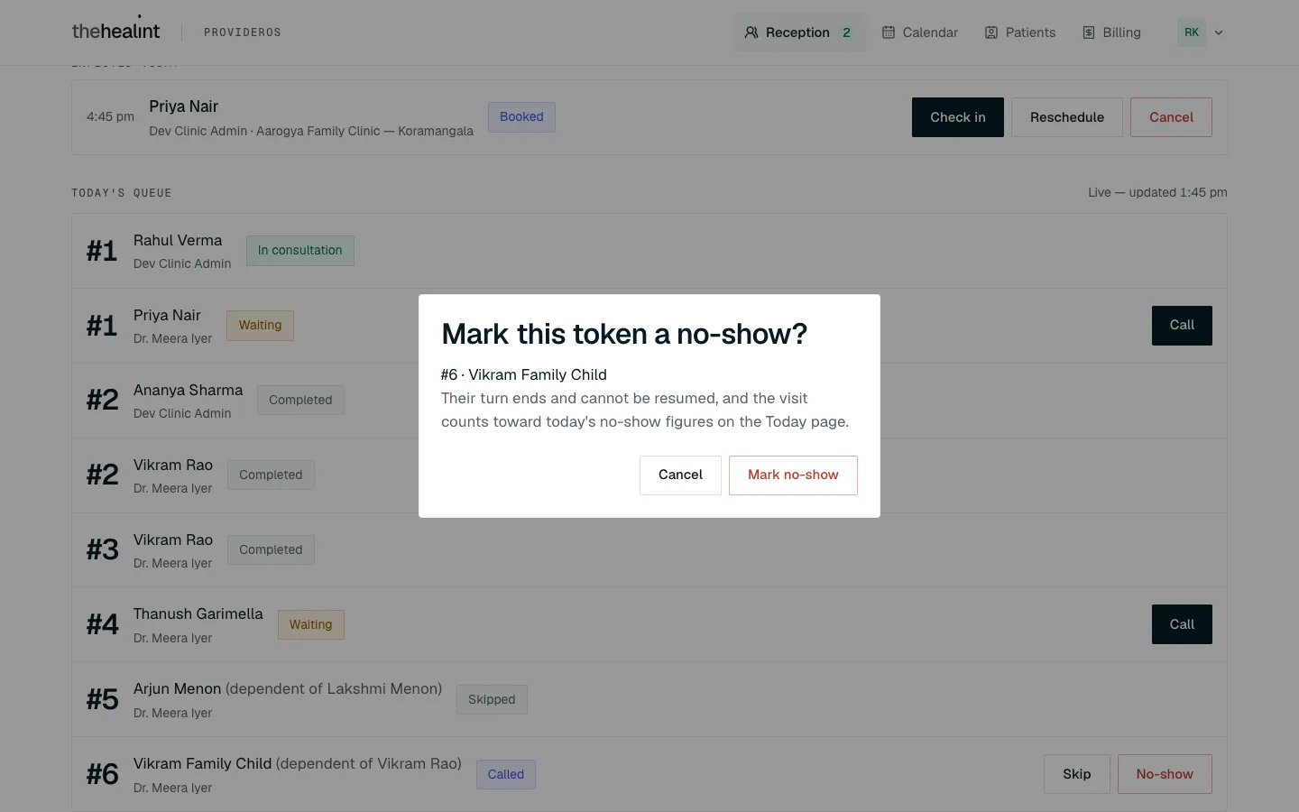 Mark this token a no-show?