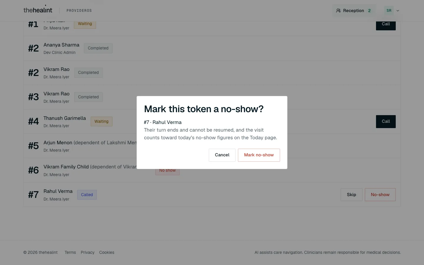 Mark this token a no-show?