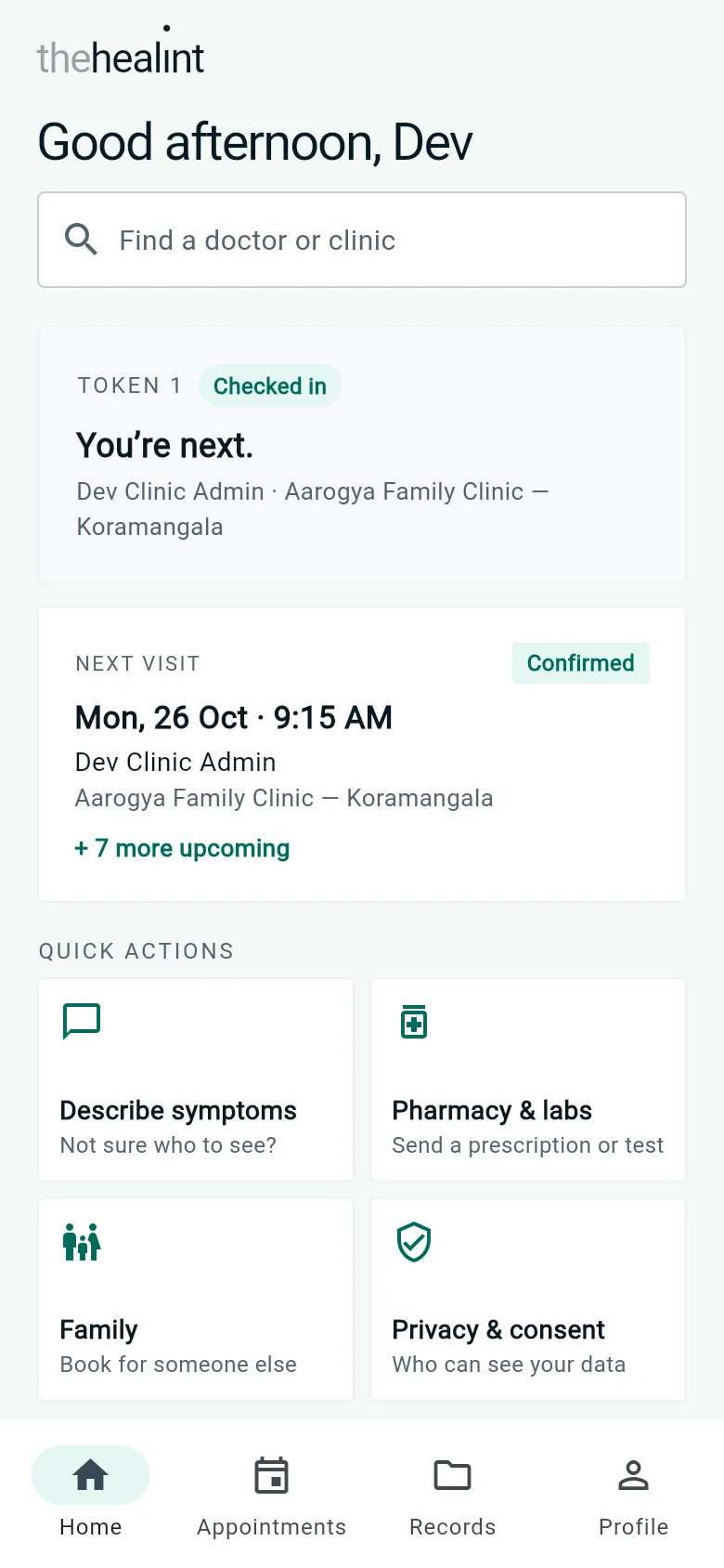 The patient app on a phone