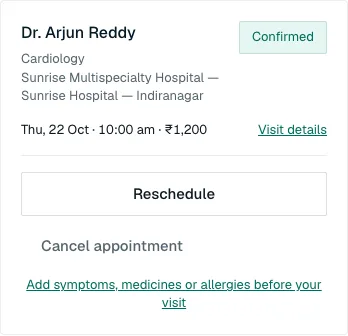 The Check in button on an appointment card (phone)