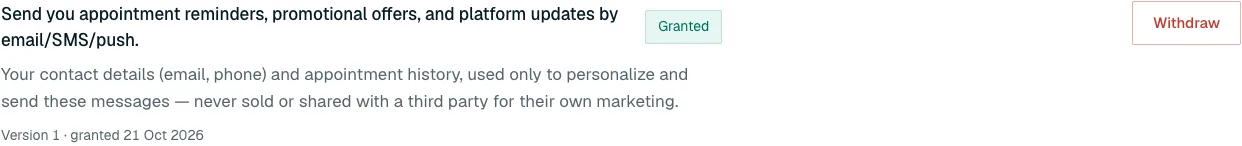 A consent that has been granted
