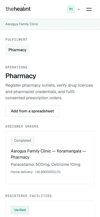The Pharmacy page on a phone
