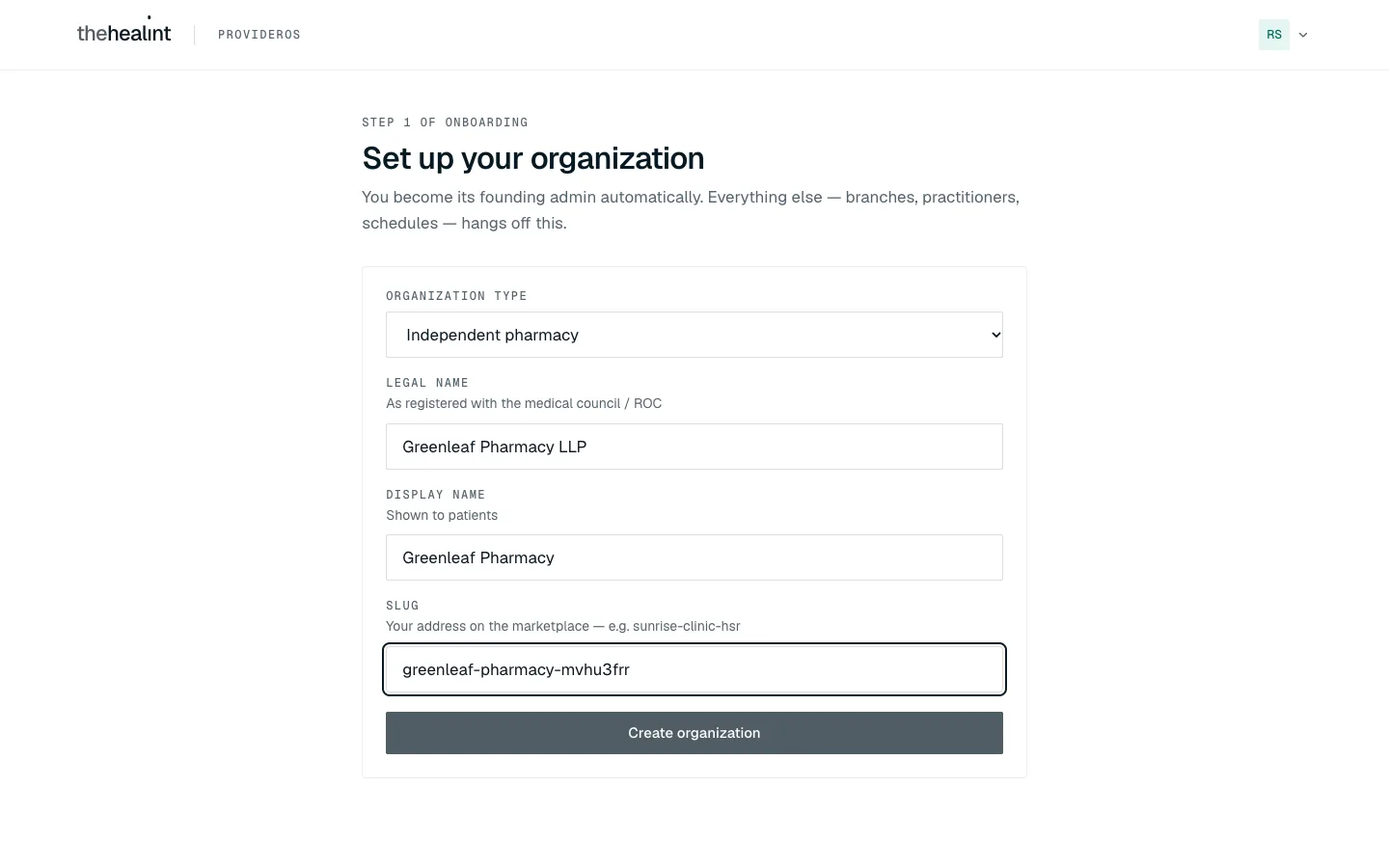 Set up your organization as a pharmacy