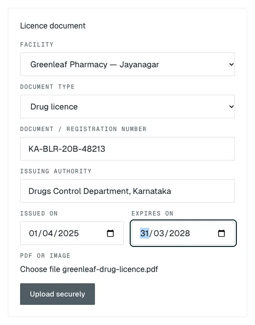 Licence document