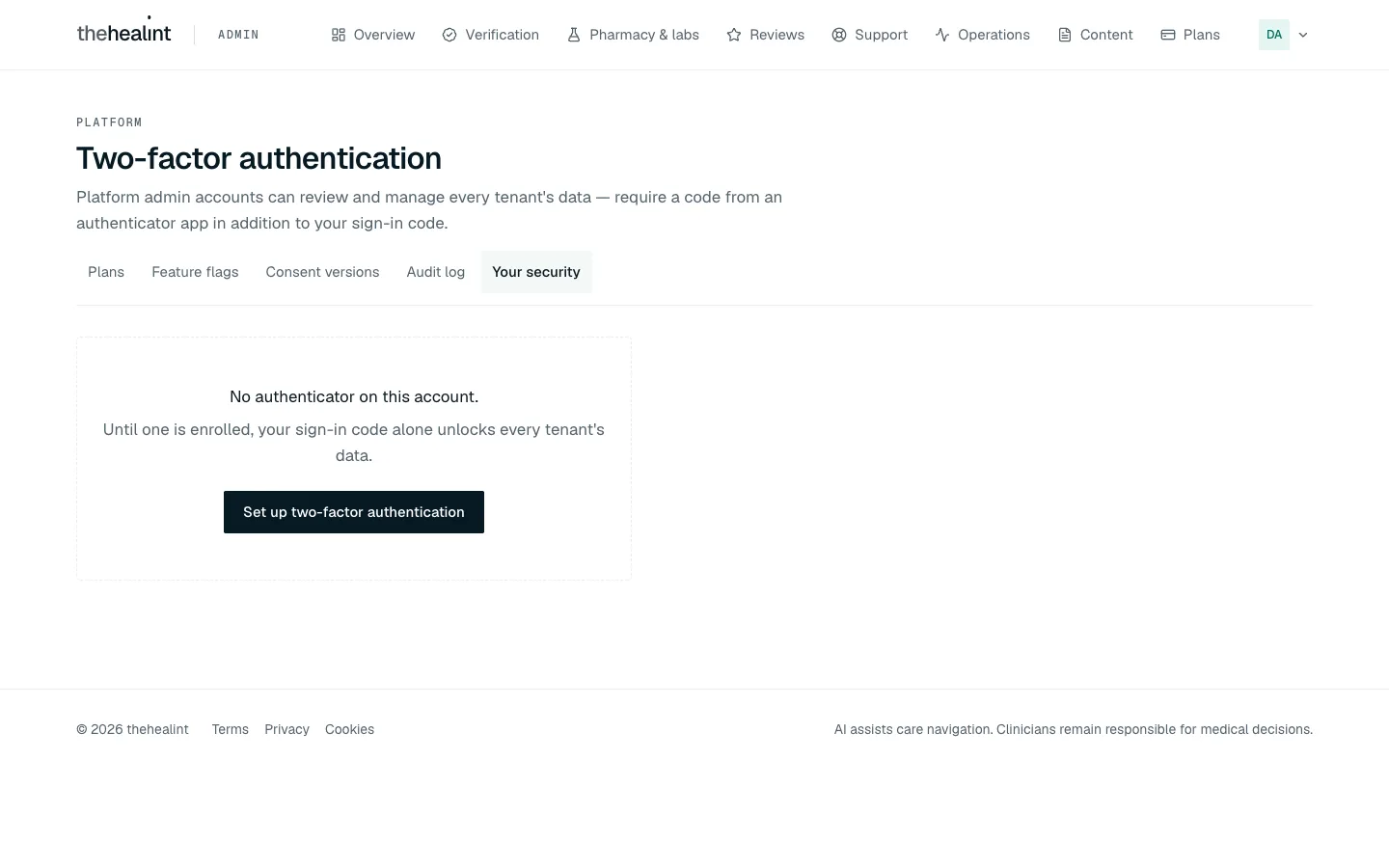 Your security with no authenticator