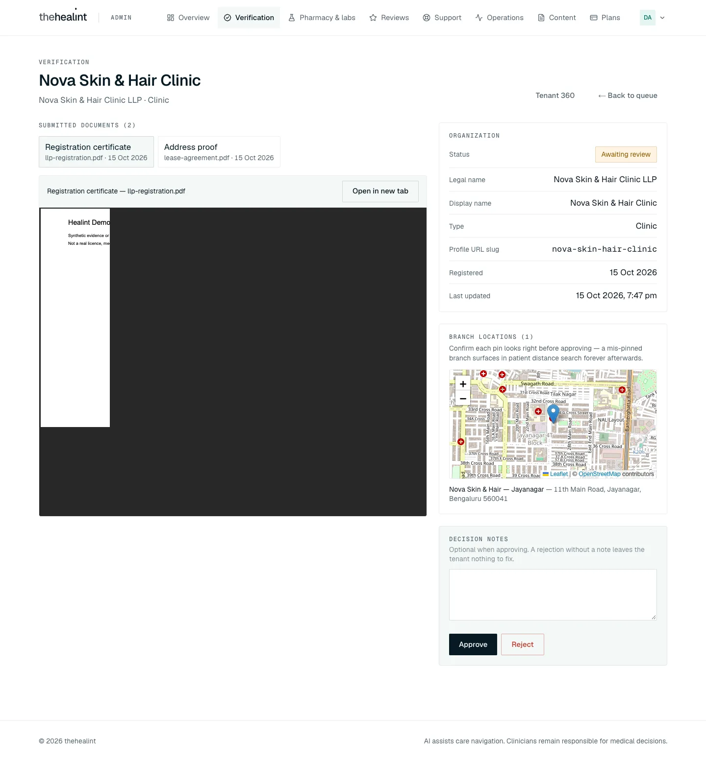 Verification — split-view reviewer