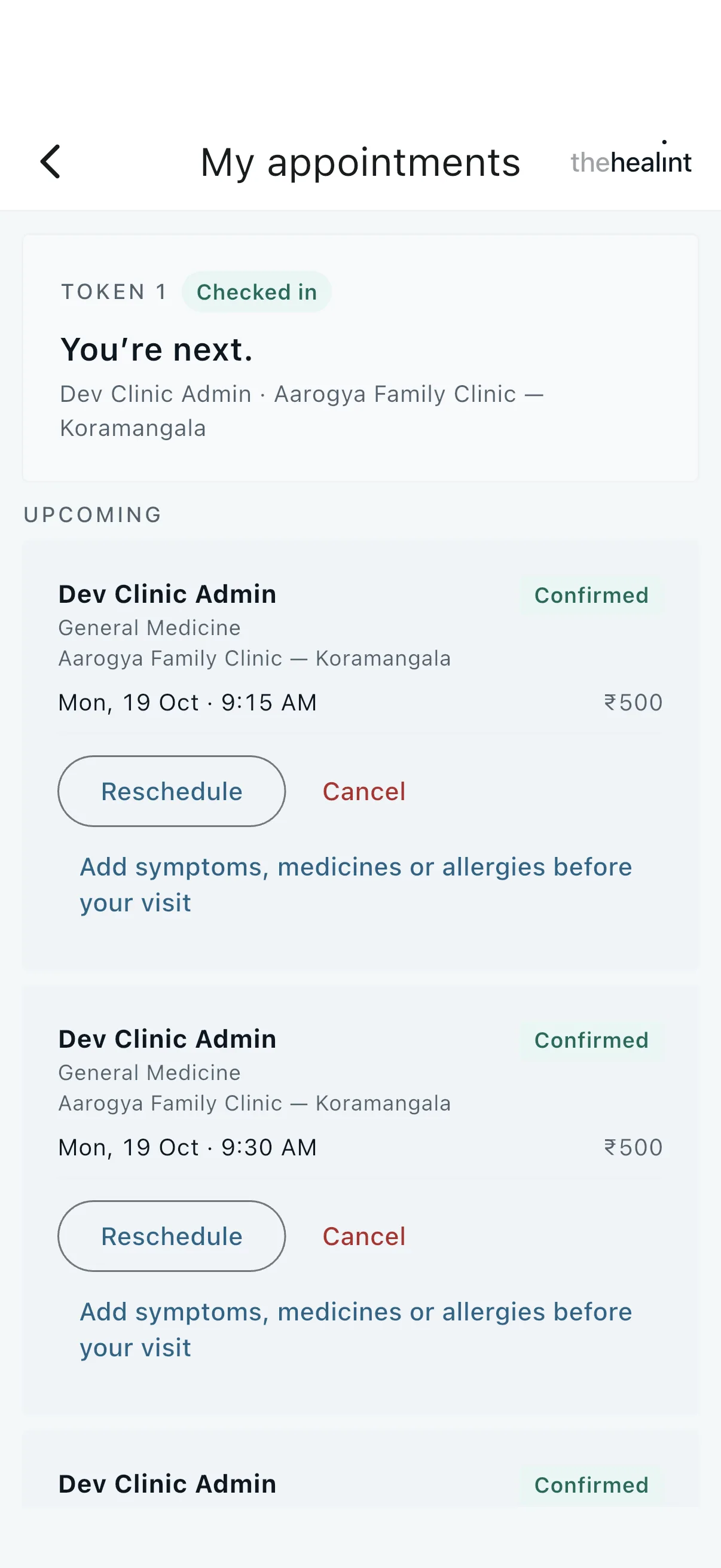 iPhone app My appointments