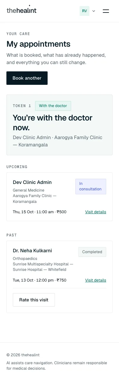 Appointments at phone width