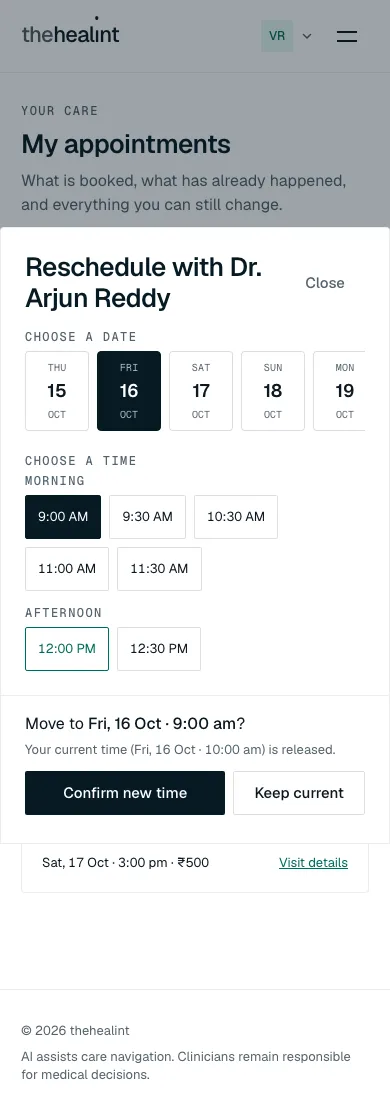 Reschedule sheet at phone width