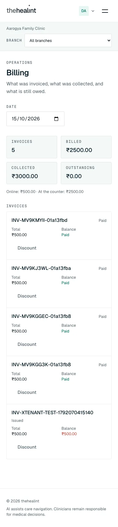 Billing at phone width