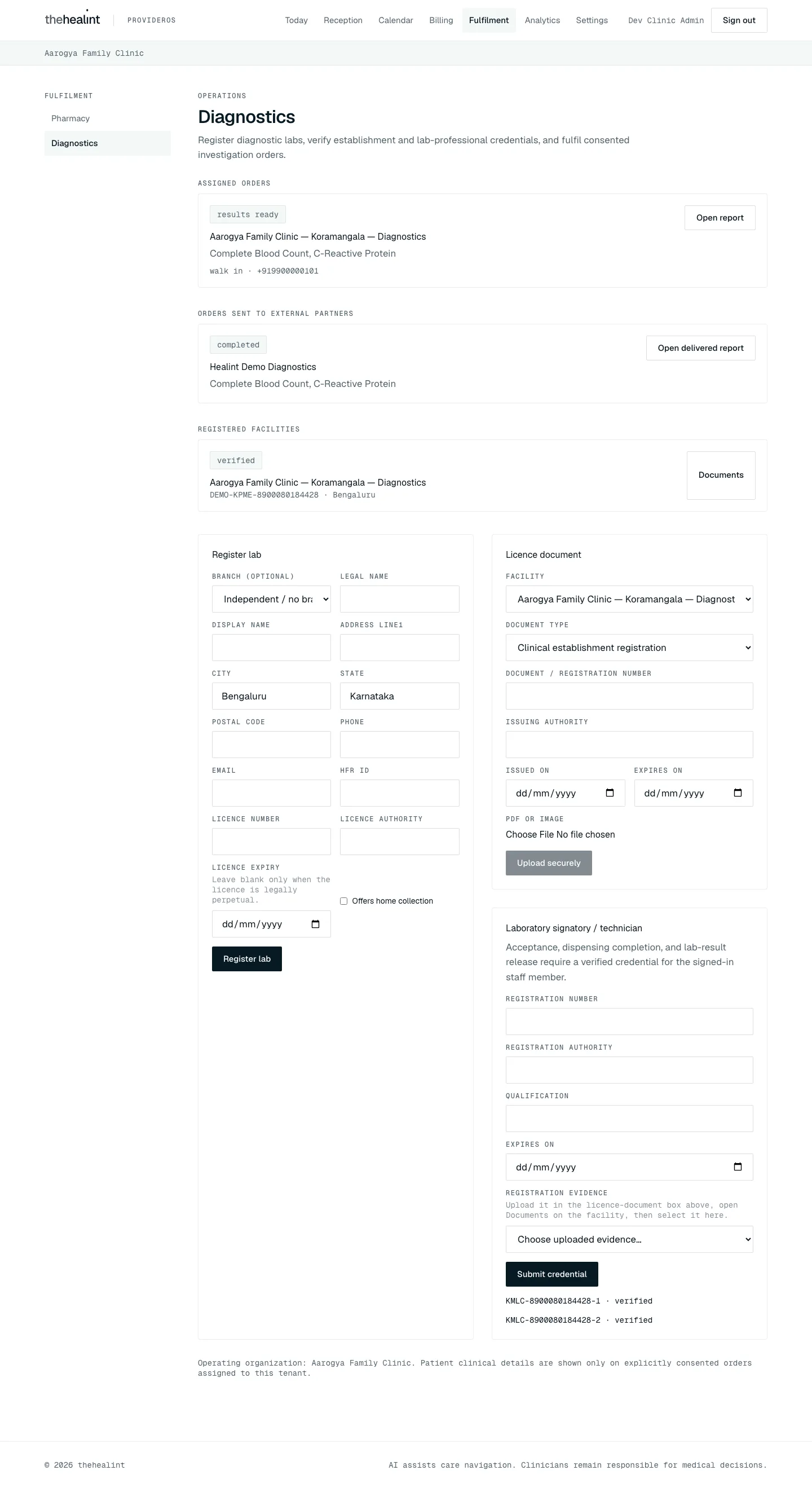 Diagnostics page (pre-redesign capture)
